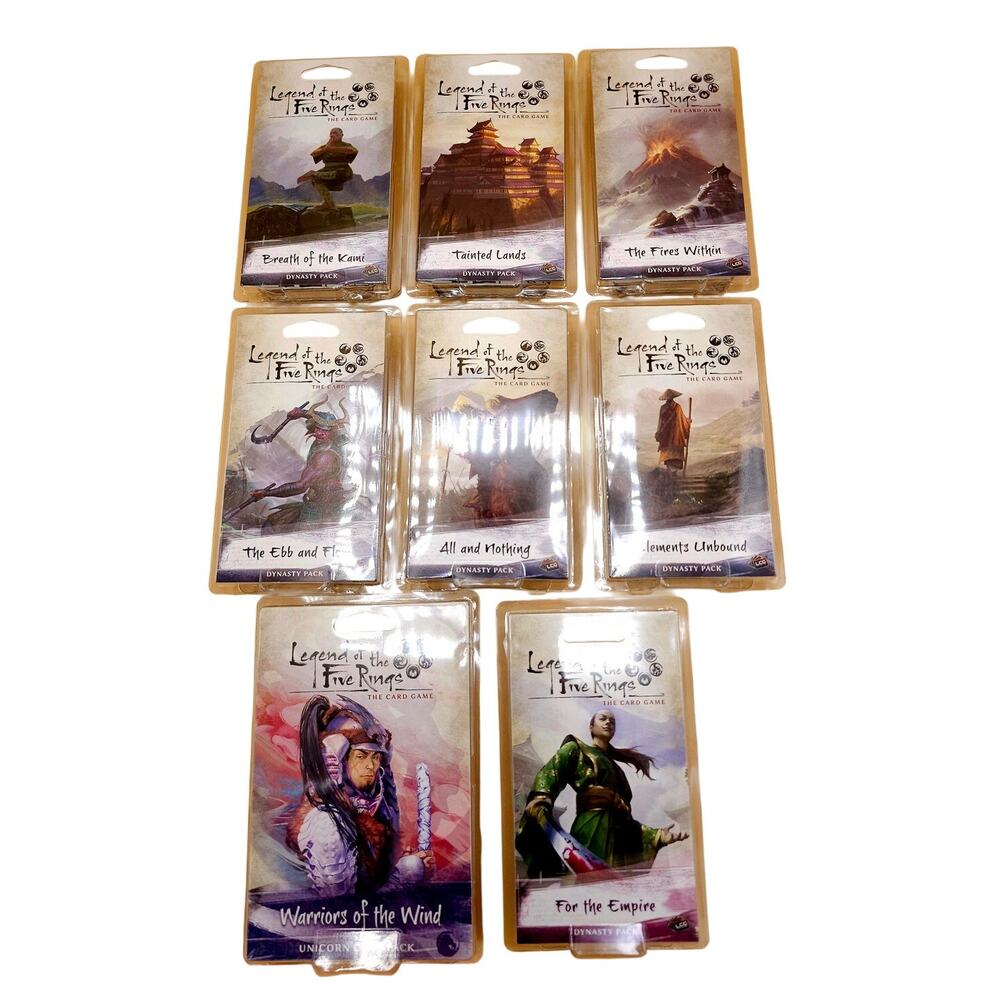 FFG Legend Of The Five Rings 7 Dynasty Packs & 1 Unicorn Clan Pack Sealed NIB